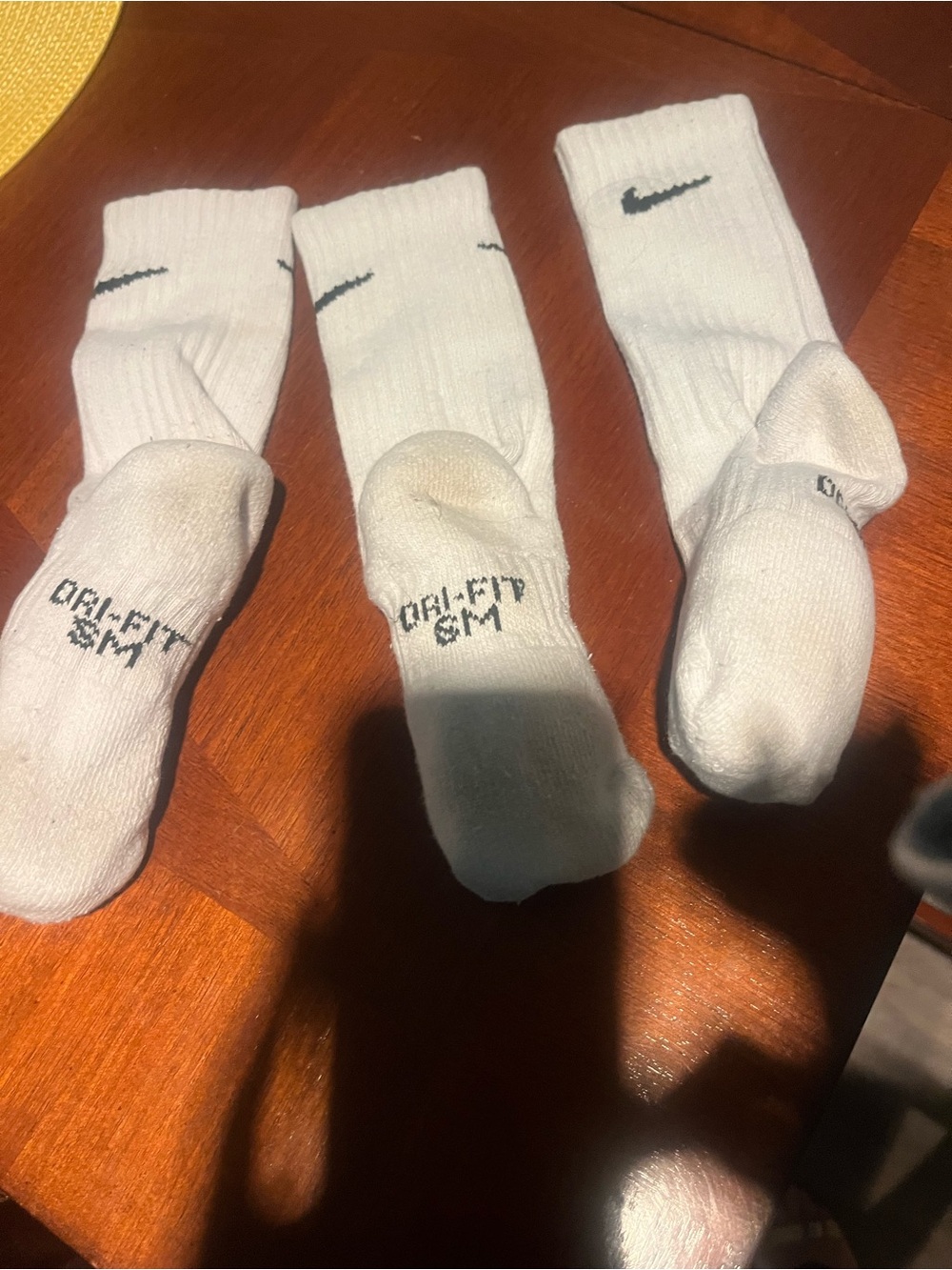Nike White Crew Athletic Socks with Black Swoosh - Women’s